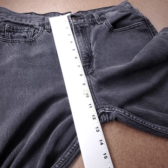 Levis Premium Loose Straight Jeans Women 28 Black Cropped Frayed Hem Retro Boho - Picture 6 of 13